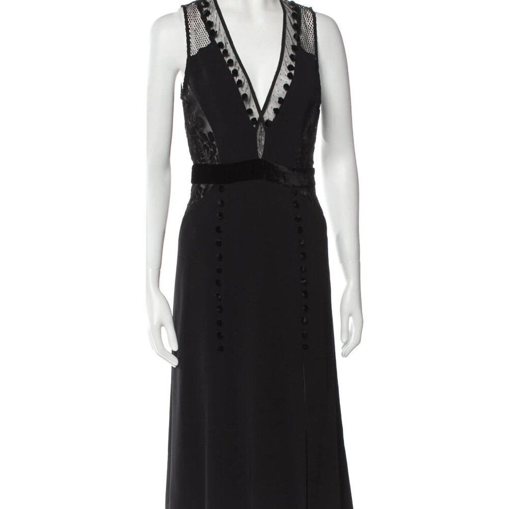 A.L.C. — Mixed Media Lace & Velvet V-Neck Midi Dress — Size S (US 4)